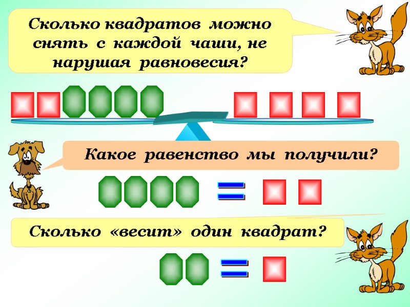 Сколько квадратов  можно  снять  с  каждой  чаши, не нарушая
